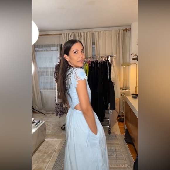 New Blue Crochet Midi Dress w/cut-out sides - Picture 6 of 10